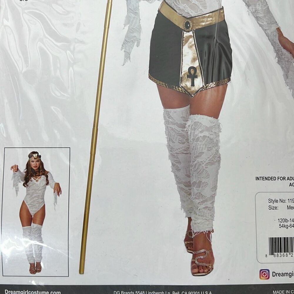 Dreamgirl Women’s Tattered Egyptian Mummy Halloween Costume White Nwt Size Small - Picture 3 of 5